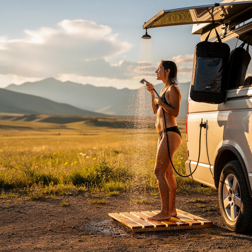 Installer une douche solaire dans ton van : types, budget et astuces